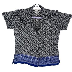 Judith Hart Womens Black & Blue Floral Print Effortlessly Stylish Shirt Size 10